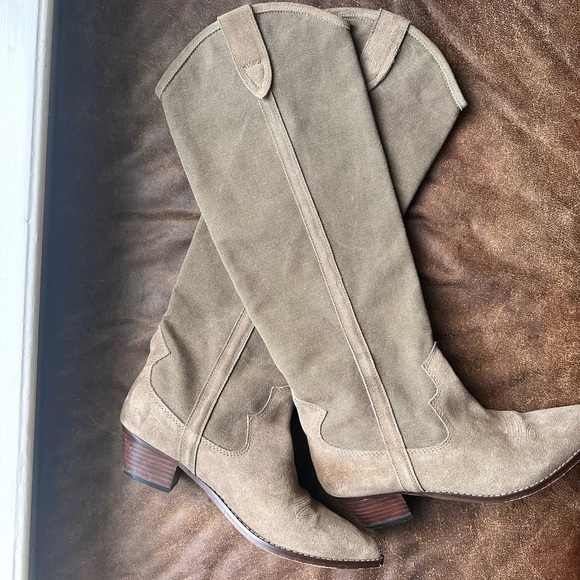Isabel Marant Denvee western knee high boots - canvas and suede size 39 - Picture 1 of 4